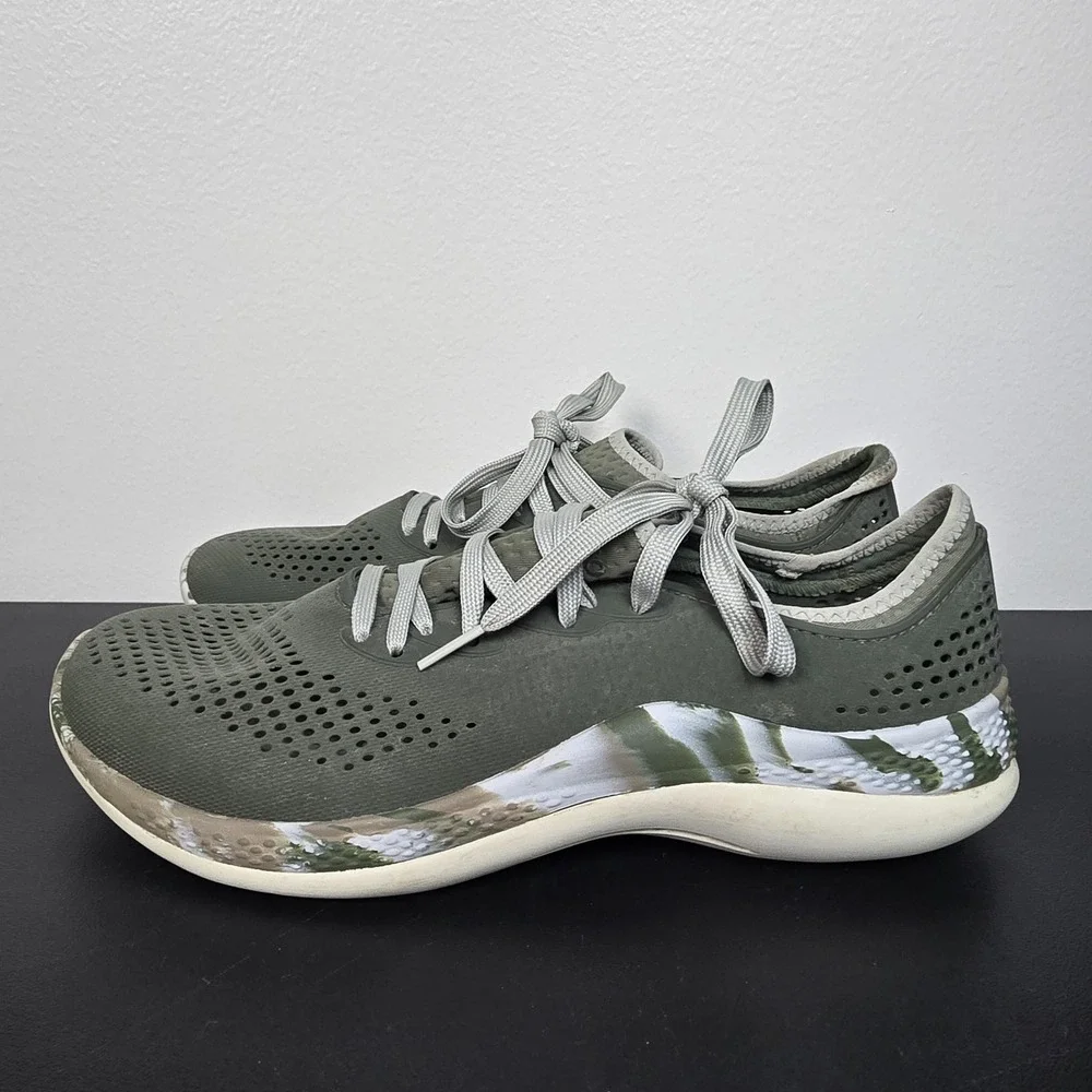 Crocs Shoes Mens 9 Green Camo LiteRide 360 Marbled Pacer‎ Boat Beach Fishing